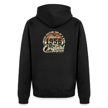 70e anniversaire 1956 Cadeau vintage vintage - Veste à capuche bio Premium Unisexe - noir - Dos - Nico (187cm)