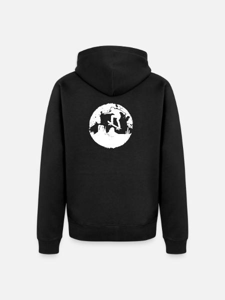 Skateboarder Drawing - Unisex Premium Organic Zip Hoodie - black