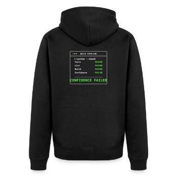 System Check Build Pipeline DevOps IT Geschenk - Unisex Premium Bio Zip Hoodie - Schwarz - Hinten - Nico (187cm)
