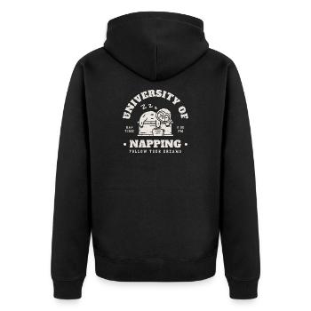 University of Napping - Unisex Premium Organic Zip Hoodie - black - Back - Nico (187cm)