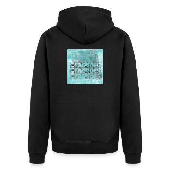 Noisy typo graphics in cyan look - Unisex Premium Organic Zip Hoodie - black - Back - Nico (187cm)