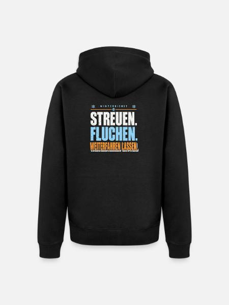 Winterdienst Streuen Fluchen - Unisex Premium Bio Zip Hoodie - Schwarz