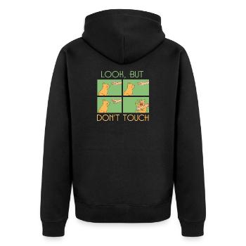Katzen Spruch - Unisex Premium Bio Zip Hoodie - Schwarz - Hinten - Nico (187cm)