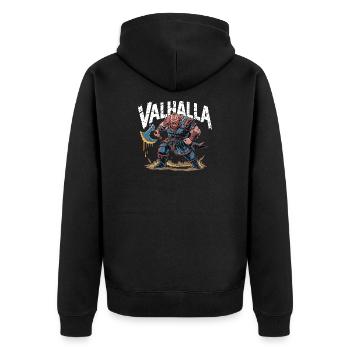  Valhalla Wikinger Krieger Nordische Mythologie - Unisex Premium Bio Zip Hoodie - Schwarz - Hinten - Nico (187cm)