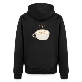 Latte Heart Cup Kunst - Unisex Premium Bio Zip Hoodie - Schwarz - Hinten - Nico (187cm)