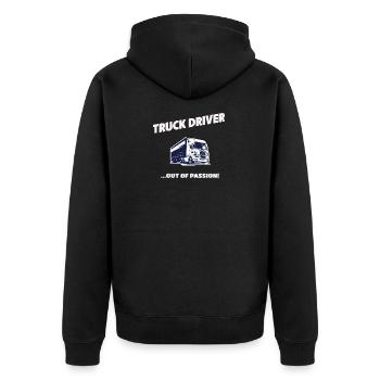 Truck Driver Out Of Passion LKW Fahrer Geschenk - Unisex Premium Bio Zip Hoodie - Schwarz - Hinten - Nico (187cm)