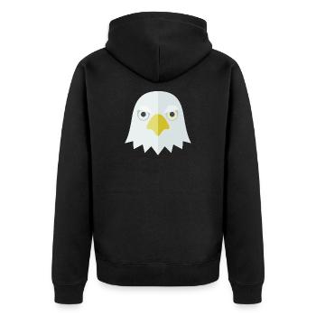 Adler Kopf Shirt minimalistisch Streetwear - Unisex Premium Bio Zip Hoodie - Schwarz - Hinten - Nico (187cm)