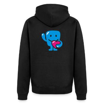 monster with heart - monster mit herz - Unisex Premium Bio Zip Hoodie - Schwarz - Hinten - Nico (187cm)