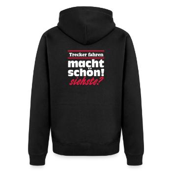 Traktor , Trecker , LandmaschineTrecker fahren(25) - Unisex Premium Bio Zip Hoodie - Schwarz - Hinten - Nico (187cm)