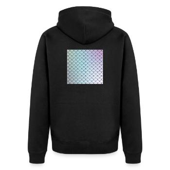 Aquarellierte Fischschuppen Muster - Unisex Premium Bio Zip Hoodie - Schwarz - Hinten - Nico (187cm)