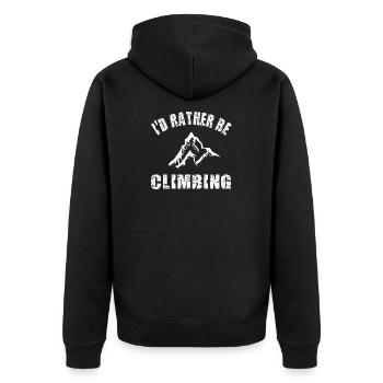 Klettern Kletterer - Unisex Premium Bio Zip Hoodie - Schwarz - Hinten - Nico (187cm)