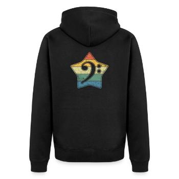 Basschlüssel als Vintage Style Stern im used look - Unisex Premium Bio Zip Hoodie - Schwarz - Hinten - Nico (187cm)