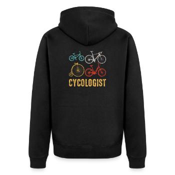 Cyclologist Bicycle Montage - Unisex Premium Organic Zip Hoodie - black - Back - Nico (187cm)