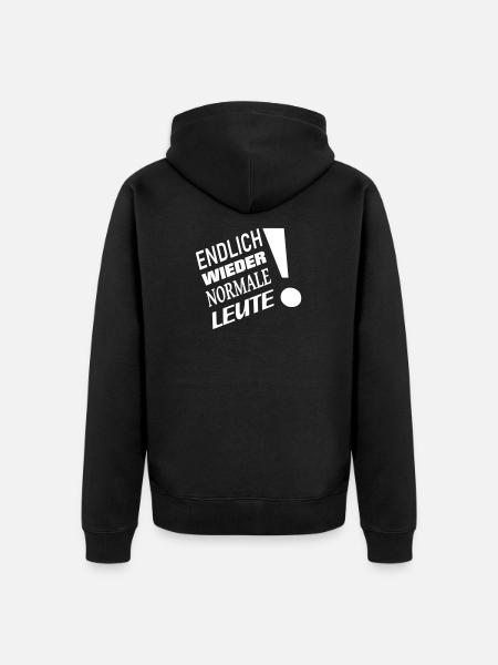 Endlich wieder normale Leute - Unisex Premium Bio Zip Hoodie - Schwarz