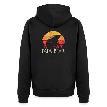 Papa Bear Sunset Logo - Unisex Premium Organic Zip Hoodie - black - Back - Nico (187cm)