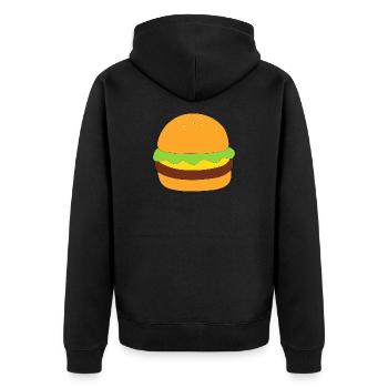 Burger, fast food, essen, kochen - Unisex Premium Bio Zip Hoodie - Schwarz - Hinten - Nico (187cm)
