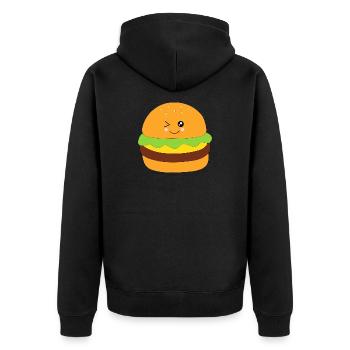 Kawaii, Burger, fast food - Unisex Premium Bio Zip Hoodie - Schwarz - Hinten - Nico (187cm)