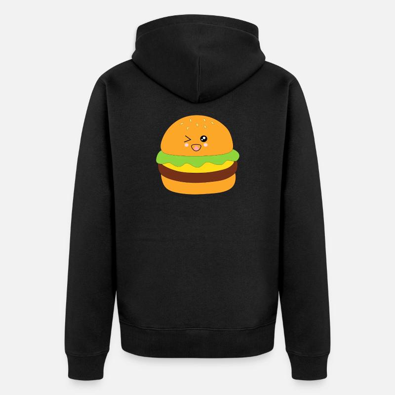 Kawaii, burgers, restauration rapide - Veste à capuche bio Premium Unisexe - noir