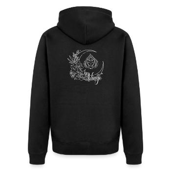 Mondbeschienene Blüte Himmlische Linie Kunst - Unisex Premium Bio Zip Hoodie - Schwarz - Hinten - Nico (187cm)