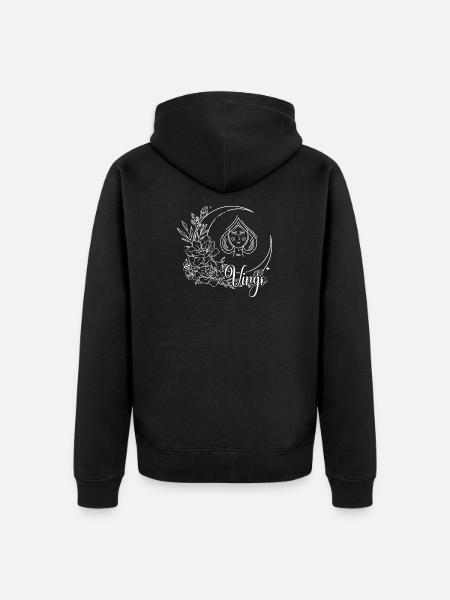 Mondbeschienene Blüte Himmlische Linie Kunst - Unisex Premium Bio Zip Hoodie - Schwarz