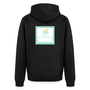 Baby Vorlage personalisieren selbst gestalten - Unisex Premium Bio Zip Hoodie - Schwarz - Hinten - Nico (187cm)