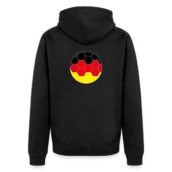 Deutschland Fußball Hexagon - Unisex Premium Bio Zip Hoodie - Schwarz - Hinten - Nico (187cm)