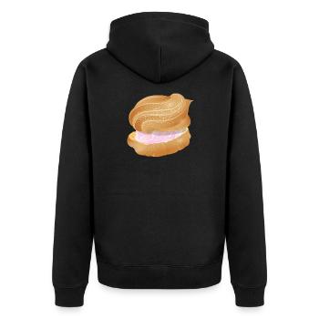 cream puff filled with pink cream illustration - Unisex Premium Organic Zip Hoodie - black - Back - Nico (187cm)