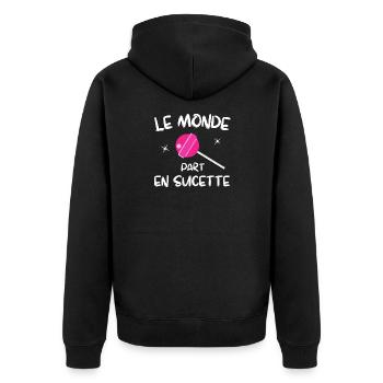 planète terre, sauver la planète - Veste à capuche bio Premium Unisexe - noir - Dos - Nico (187cm)