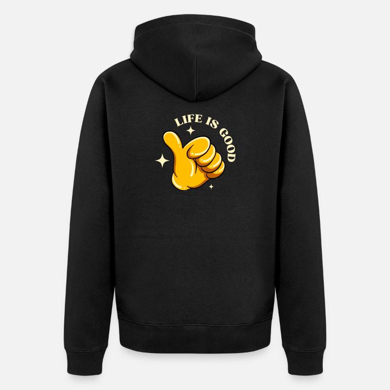 Das Leben ist schön - Unisex Premium Bio Zip Hoodie - Schwarz