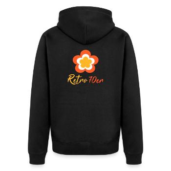 70er Jahre Blume Muster Retro - Unisex Premium Bio Zip Hoodie - Schwarz - Hinten - Nico (187cm)