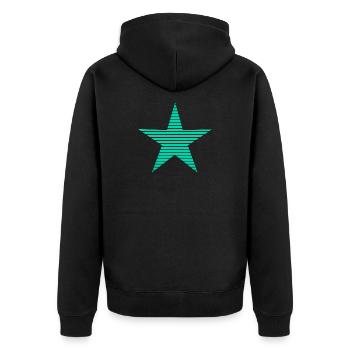 STERN. STERNE. STERN. FEST. JAHRESTAG. WEIHNACHTEN - Unisex Premium Bio Zip Hoodie - Schwarz - Hinten - Nico (187cm)