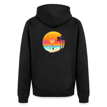 Summer Sunset Beach Watercolor - Unisex Premium Organic Zip Hoodie - black - Back - Nico (187cm)