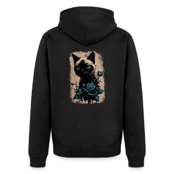 Chat siamois avec fleur - Veste à capuche bio Premium Unisexe - noir - Dos - Nico (187cm)