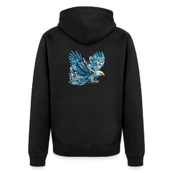 Eagle - Unisex Premium Organic Zip Hoodie - black - Back - Nico (187cm)