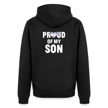 LGBTQ Pride Month - Proud of My Trans Daughter - Unisex Premium Organic Zip Hoodie - black - Back - Nico (187cm)