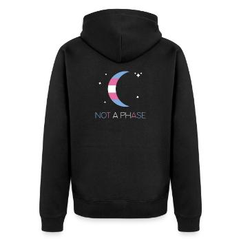 LGBTQ Pride Month - Keine Phase - Transgender - Unisex Premium Bio Zip Hoodie - Schwarz - Hinten - Nico (187cm)