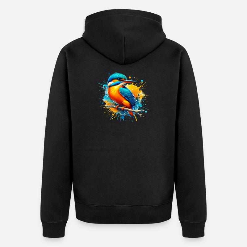 Eisvogel - Unisex Premium Bio Zip Hoodie - Schwarz