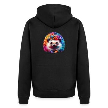 Igel - Unisex Premium Bio Zip Hoodie - Schwarz - Hinten - Nico (187cm)