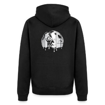 Mond Astronaut Weltall Rakete Graffiti retro Logo - Unisex Premium Bio Zip Hoodie - Schwarz - Hinten - Nico (187cm)