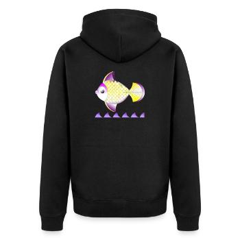 Golgener Fisch - Unisex Premium Bio Zip Hoodie - Schwarz - Hinten - Nico (187cm)