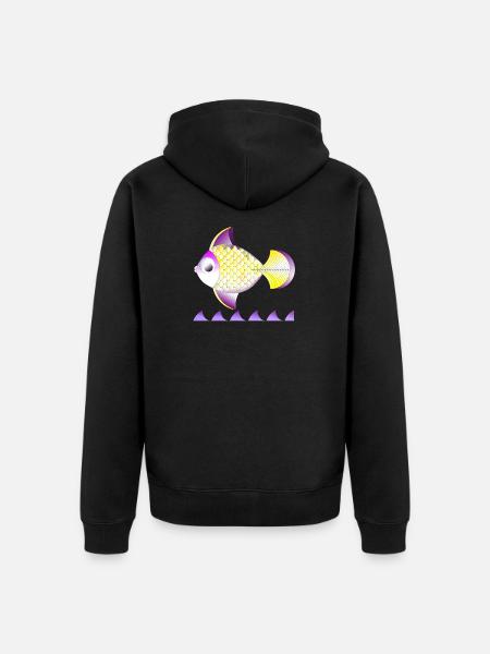 Golgener Fisch - Unisex Premium Bio Zip Hoodie - Schwarz