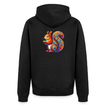Squirrel - Unisex Premium Organic Zip Hoodie - black - Back - Nico (187cm)
