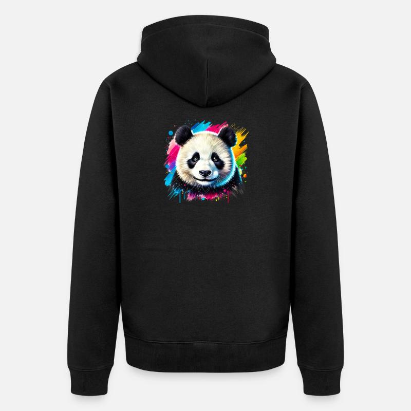 Panda - Unisex Premium Bio Zip Hoodie - Schwarz