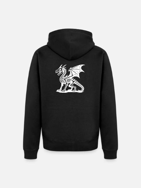 Mythical Dragon Skeleton Illustration - Unisex Premium Organic Zip Hoodie - black