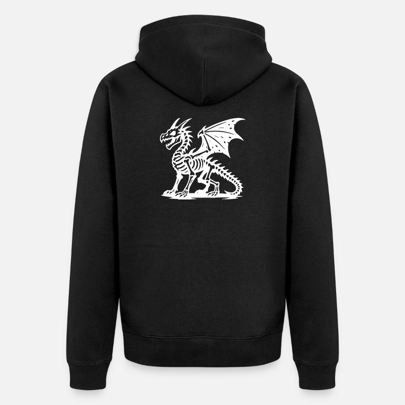 Mythischer Drache Skelett Illustration - Unisex Premium Bio Zip Hoodie - Schwarz