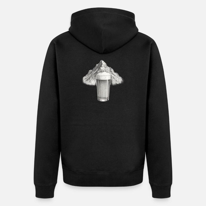 Bergblick mit Bierglas - Unisex Premium Bio Zip Hoodie - Schwarz