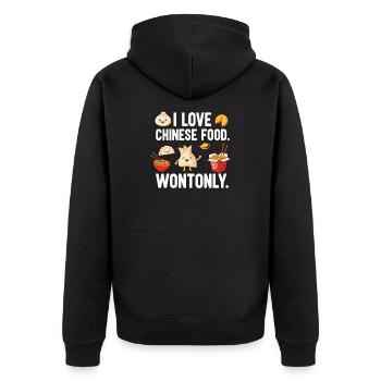 Skurriles chinesisches Essensliebesdesign - Unisex Premium Bio Zip Hoodie - Schwarz - Hinten - Nico (187cm)