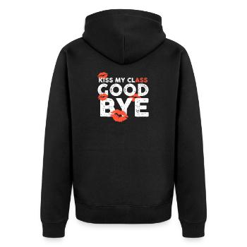 Class Shirts Kiss my class goodbye lips - Unisex Premium Organic Zip Hoodie - black - Back - Nico (187cm)
