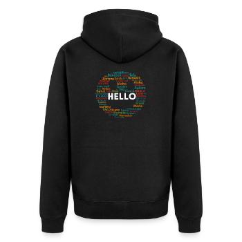 Beginnen Sie mit Hello Different World Language Learning - Unisex Premium Bio Zip Hoodie - Schwarz - Hinten - Nico (187cm)