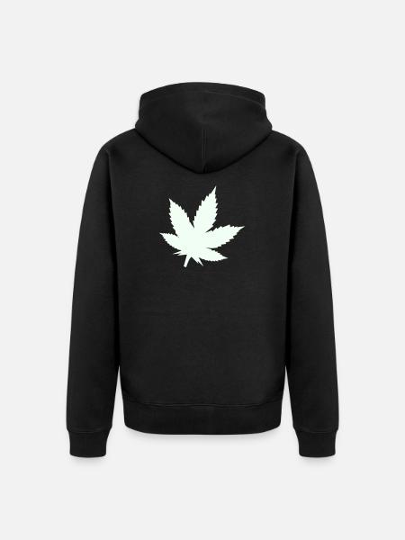 Cannabis Leaf Silhouette Mint - Unisex Premium Organic Zip Hoodie - black